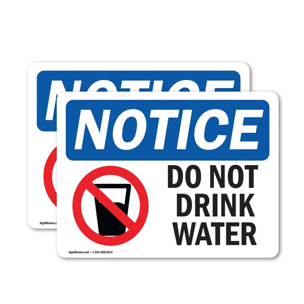 Signmission Do Not Drink Water Sign With Symbol, 5 in W x Rectangle, Vinyl Decal OS-2PACK-NS-D-35-L-11152 - main